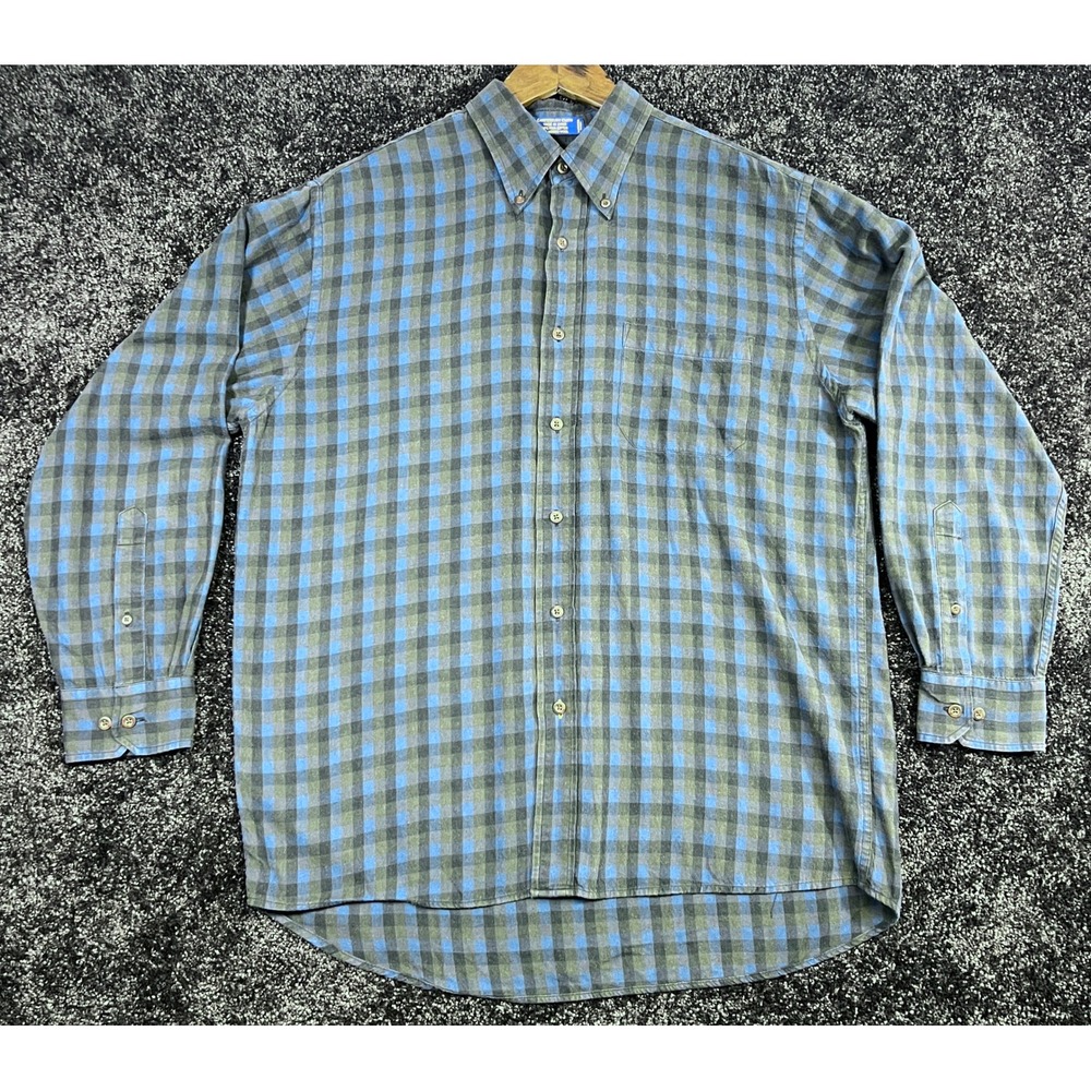 Pendleton Canterbury Cloth Wool Blend Plaid Button Down Shirt Mens L Large